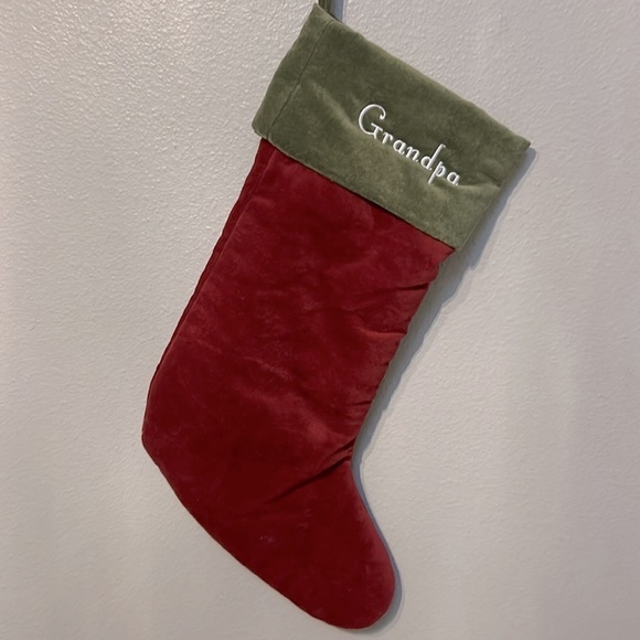 Pottery Barn Red & Green Christmas Holiday Stocking, Grandpa, size medium - Picture 3 of 9